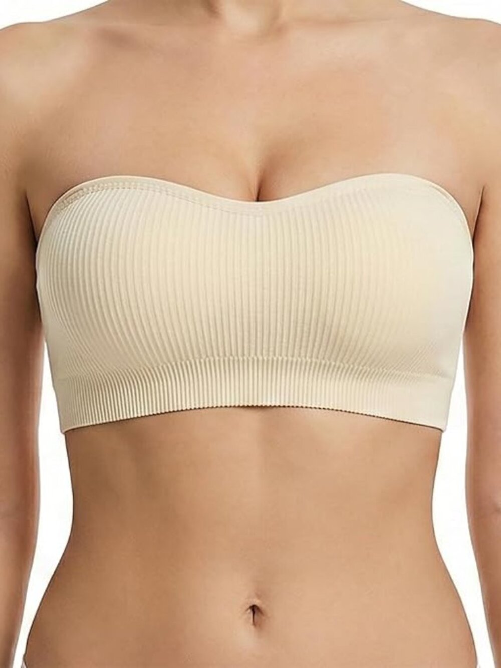 Non-Slip Silicone Grip Wireless Bandeau Strapless Push-Up Bra